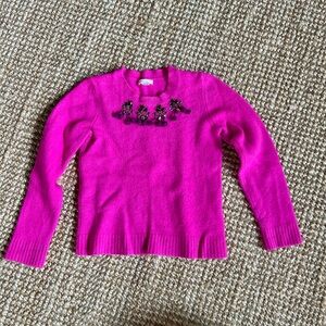 Crewcuts Magenta Pink Sweater with Embellished Neckline fits like size 6